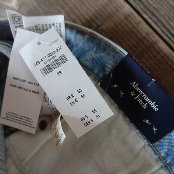 Abercrombie & Fitch Shorts Womens 8 Light Wash 4" Mom High Rise Denim Curve - Picture 6 of 11